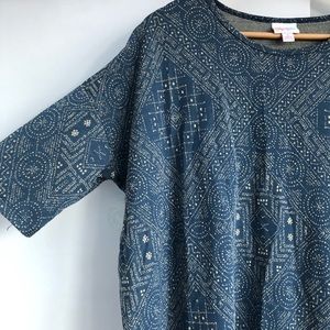 LuLaRoe Blue Patterned Tunic Top